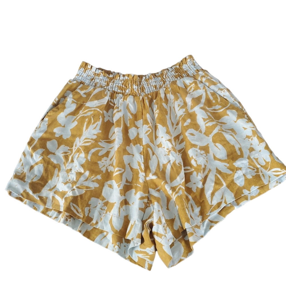 AVA & VIV Floral Linen Smocked Waist Shorts Women's Size X